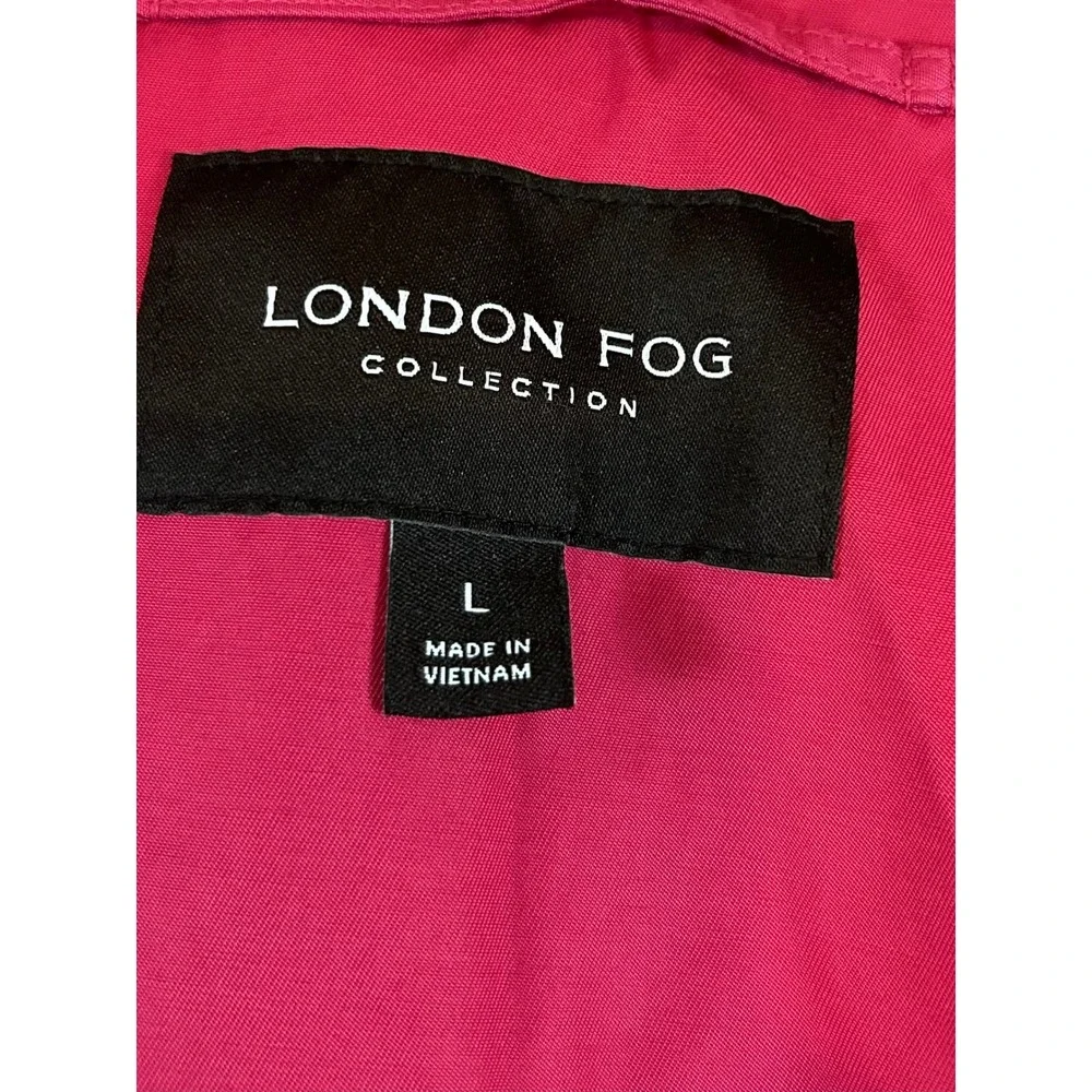London Fog Collection Womens Pink Trench Coat Barbiecore Size L Fuchsia Spring‎